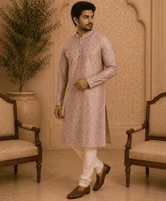 Peach printed  kurta set 3