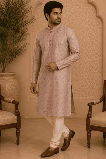 Peach printed  kurta set