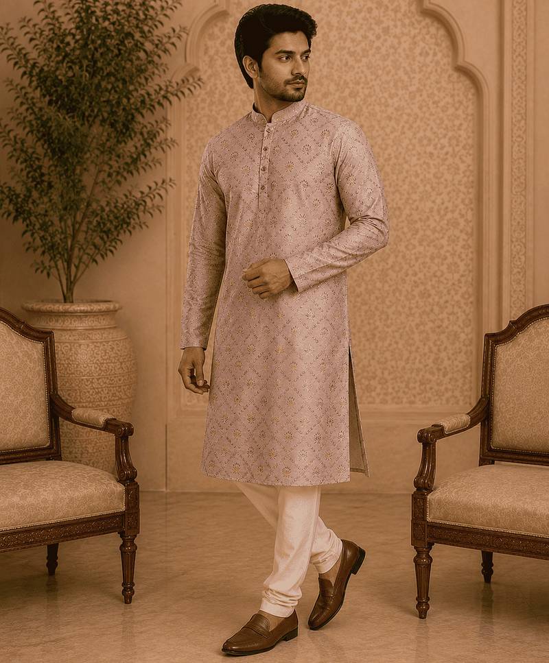 Peach printed  kurta set