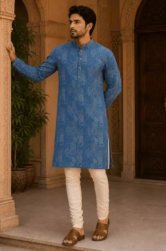  blue printed  ethnic kurta set