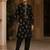 black gold motif embroidered kurta set with inner lining
