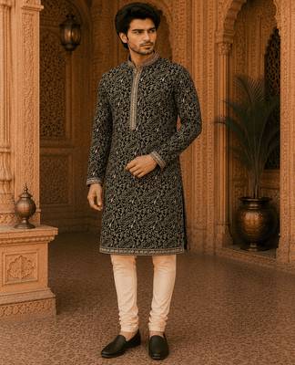  black embroidered  kurta set (with inner lining) 4