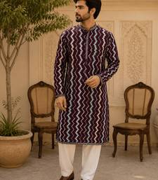  maroon zigzag printed  kurta set