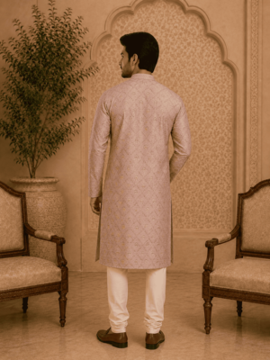 Peach printed  kurta set 4
