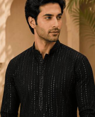 black embellished kurta set 5