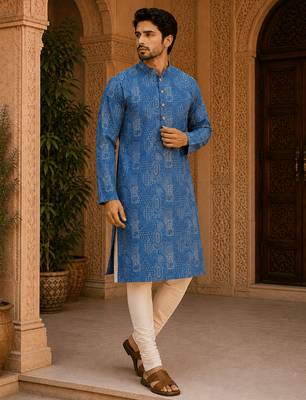 blue printed  ethnic kurta set 2