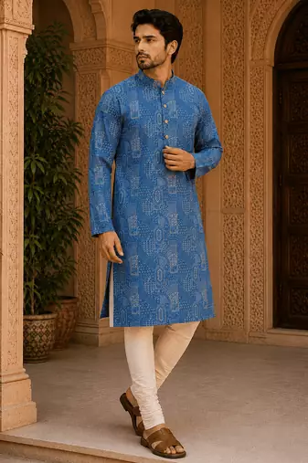  blue printed  ethnic kurta set