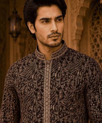  wine embroidered  kurta set with inner lining 4