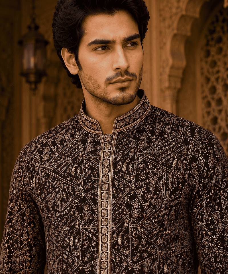  wine embroidered  kurta set with inner lining