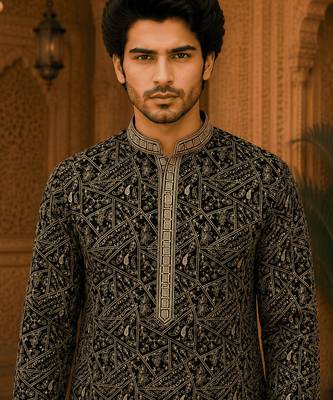 black embroidered  kurta set (with inner lining) 5