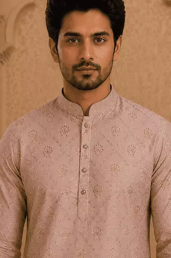 Peach printed  kurta set