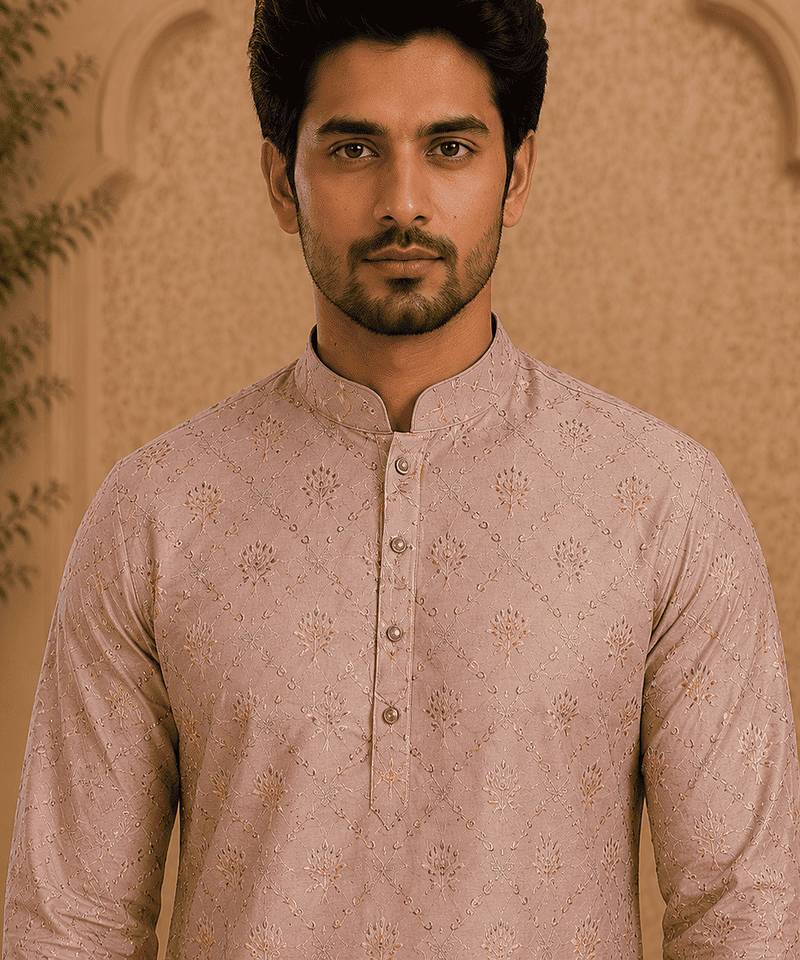 Peach printed  kurta set
