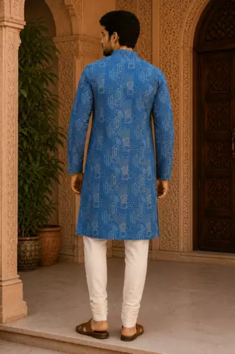  blue printed  ethnic kurta set