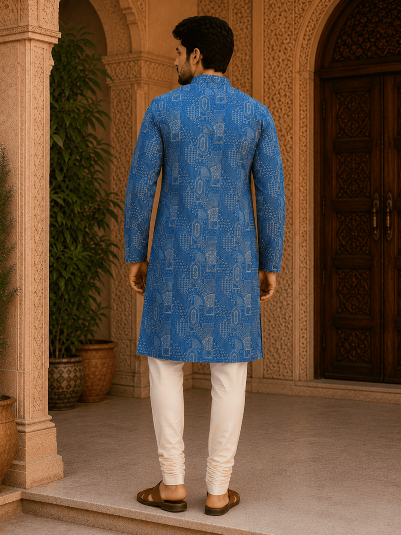  blue printed  ethnic kurta set