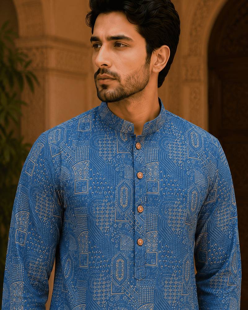  blue printed  ethnic kurta set