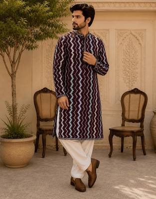  maroon zigzag printed  kurta set 3