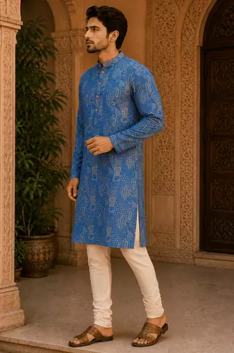  blue printed  ethnic kurta set