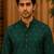 Green ethnic printed kurta with cream churidar set