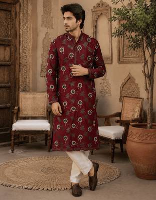  maroon printed  ethnic kurta set 5