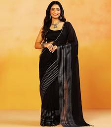 Black stripes handloom khadi saree
