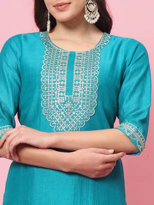 Sea-green premium designer festive wear readymade suit 2