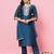 Teal-blue premium designer festive wear readymade suit