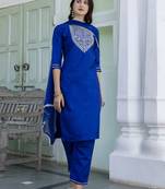 Blue premium designer festive wear readymade suit
