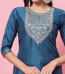 Teal-blue premium designer festive wear readymade suit