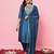 Teal-blue premium designer festive wear readymade suit