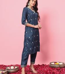 Teal-blue premium designer festive wear readymade suit