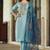 Dark-sky-blue premium designer festive wear readymade suit