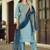 Dark-sky-blue premium designer festive wear readymade suit