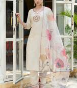 White premium designer festive wear readymade suit