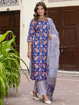 Blue premium designer festive wear readymade suit 1