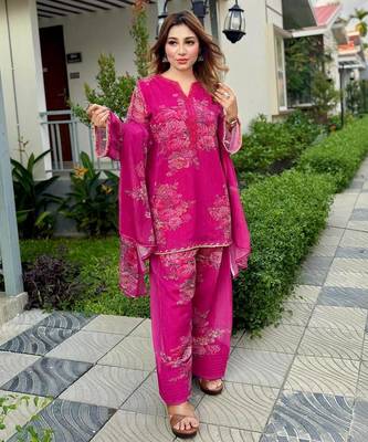 rani georgette readymade suit with digital printed work 4