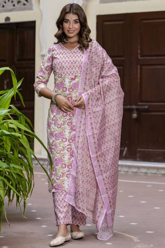 Purple premium designer festive wear readymade suit