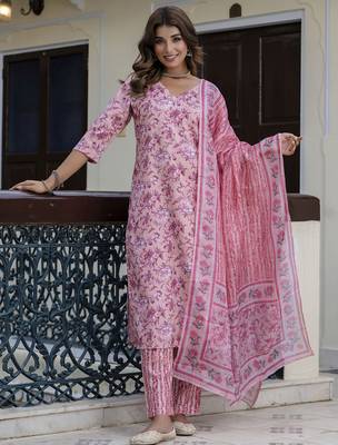 Purple premium designer festive wear readymade suit 1