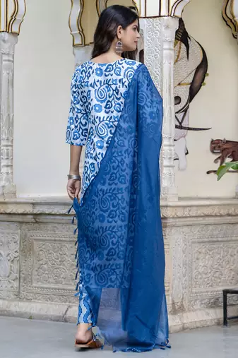 Blue premium designer festive wear readymade suit