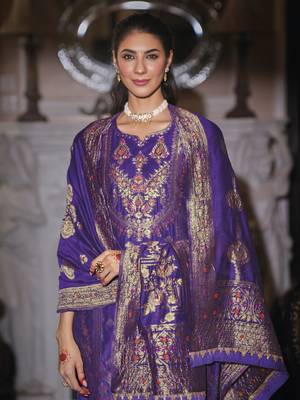 Royal-blue premium designer festive wear readymade suit 2