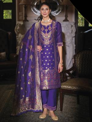 Royal-blue premium designer festive wear readymade suit 1