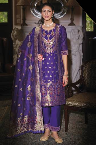 Royal-blue premium designer festive wear readymade suit