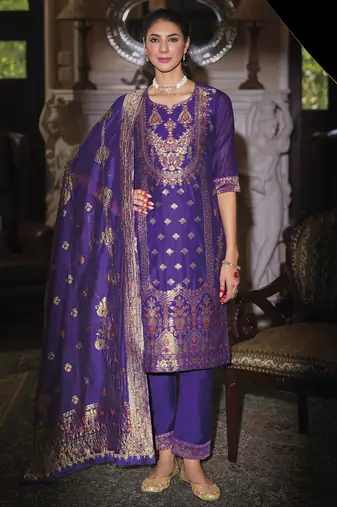 Royal-blue premium designer festive wear readymade suit
