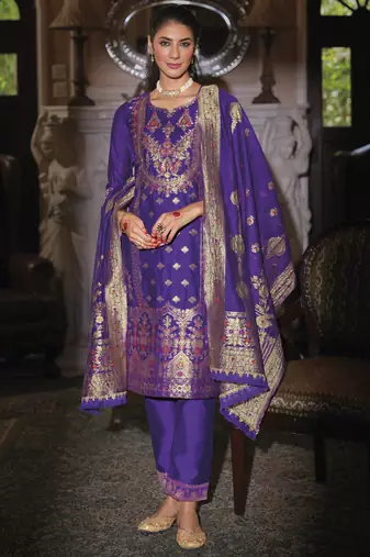 Royal-blue premium designer festive wear readymade suit