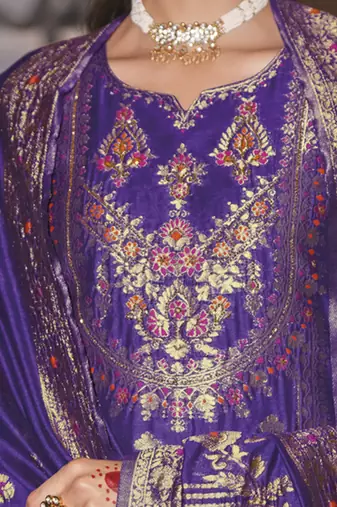 Royal-blue premium designer festive wear readymade suit