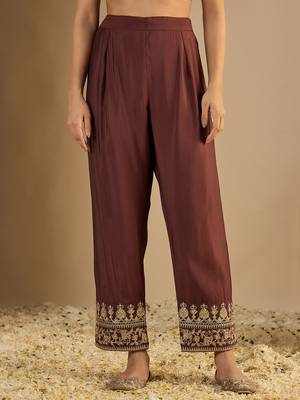 Coffee premium designer festive wear readymade suit 2