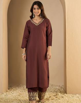 Coffee premium designer festive wear readymade suit 3