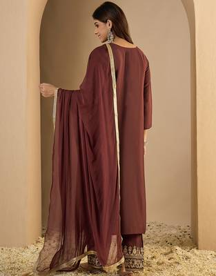 Coffee premium designer festive wear readymade suit 4