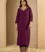 Purple premium designer festive wear readymade suit