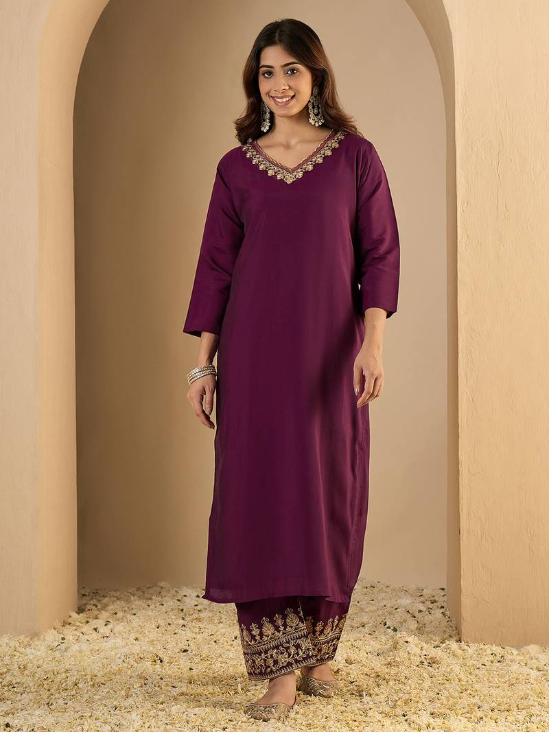 Purple premium designer festive wear readymade suit
