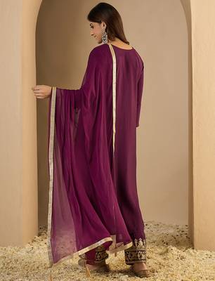 Purple premium designer festive wear readymade suit 3